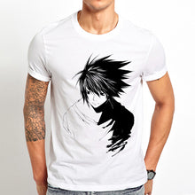 Load image into Gallery viewer, death note L Silhouette anime t shirt men new white Casual tshirt homme Japan mangaT-Shirt No glue feeling print